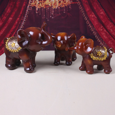【工藝樹脂裝飾品招財母子三連大象擺件 吉祥三寶新房擺件大號】價格,廠家,圖片,塑料、樹脂工藝品,李泉崽(個體經營)-